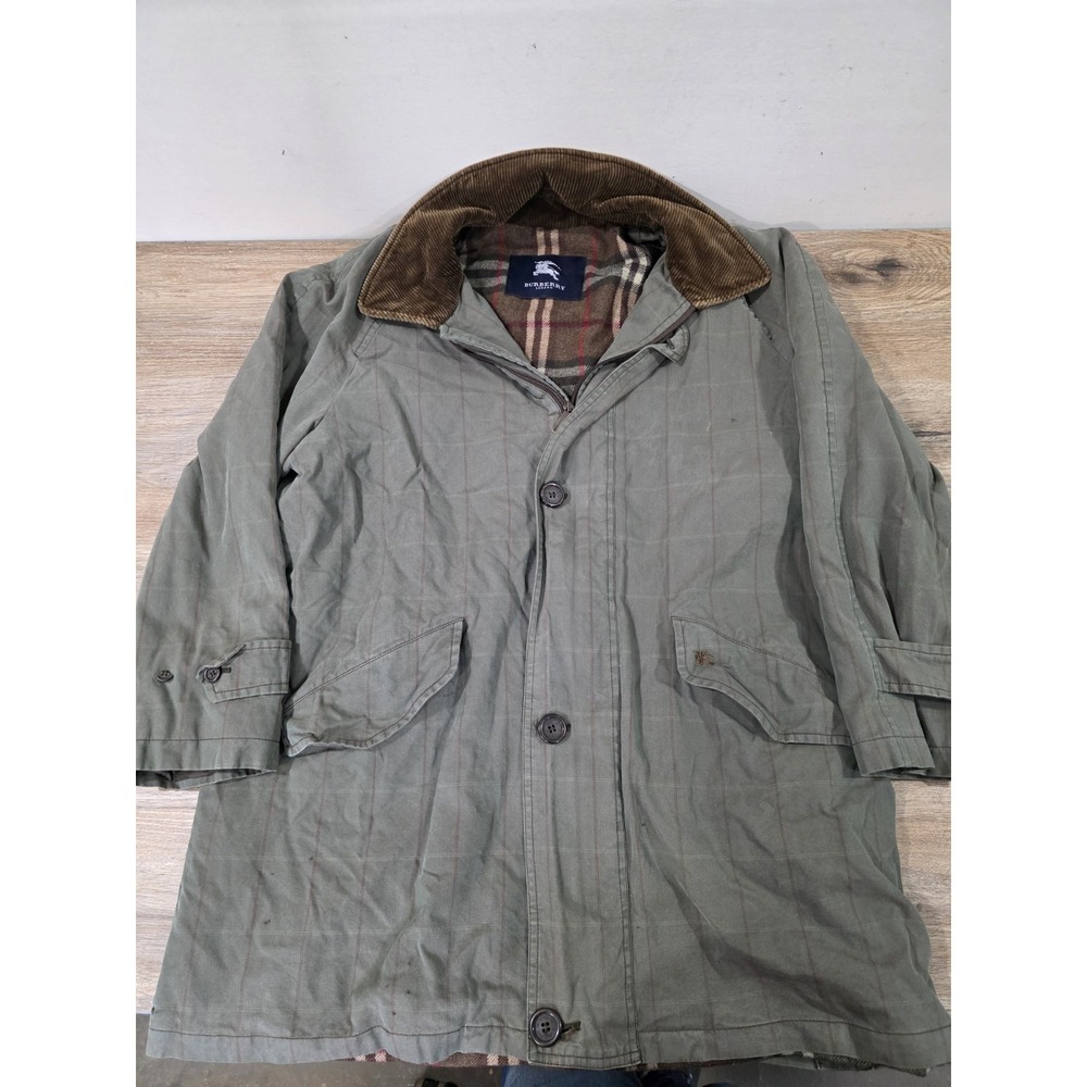 90s Rare Burberrys Hunting Coat Corduroy Collar Flannel Lined - Size 4